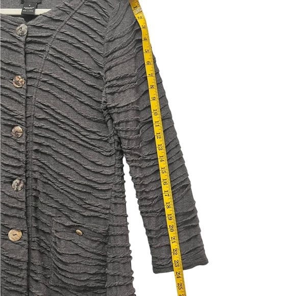 Gray Textured Sweater by TooFan. Unique animal print marbled buttons. Small - Picture 6 of 9